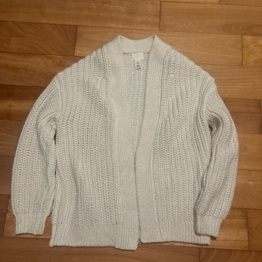 H&M Textured Knit Sweater in White